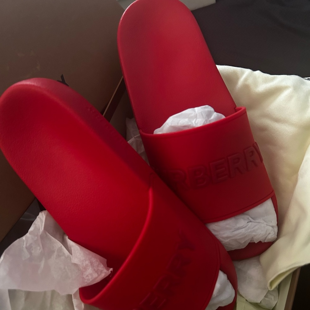 Red Burberry Slides “Brand New “ size 40